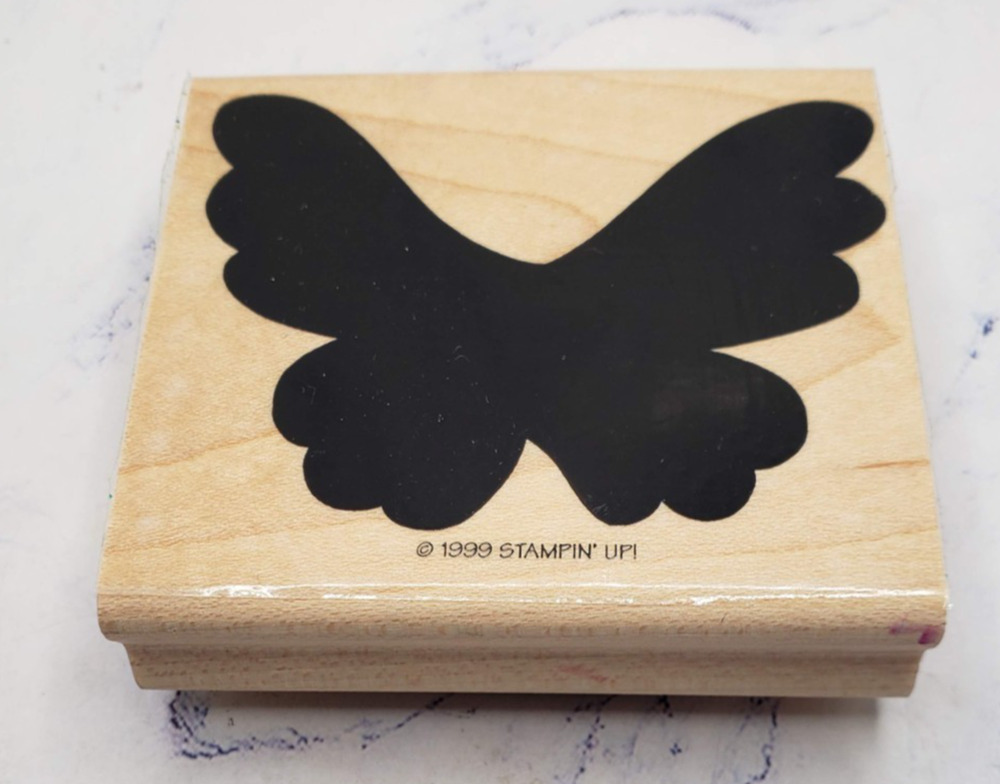 Stampin Up Bold Solid Large Butterfly Flutterbys Wood Mounted Rubber Stamp